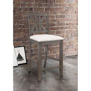 English Elm Barn Grey Counter Height Stool Set of 2 — Rustic Barn Grey Frame, Light Khaki Upholstered Seat, Comfortable Casual Seating B062P153498