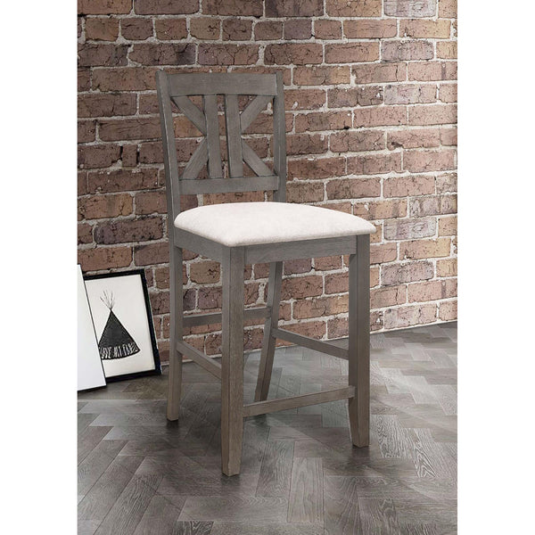English Elm Barn Grey Counter Height Stool Set of 2 — Rustic Barn Grey Frame, Light Khaki Upholstered Seat, Comfortable Casual Seating B062P153498
