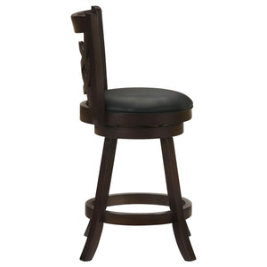 English Elm Cappuccino Counter Height Swivel Stools Set Of 2 - Elegant Black Leatherette With Espresso Finish B062P153488
