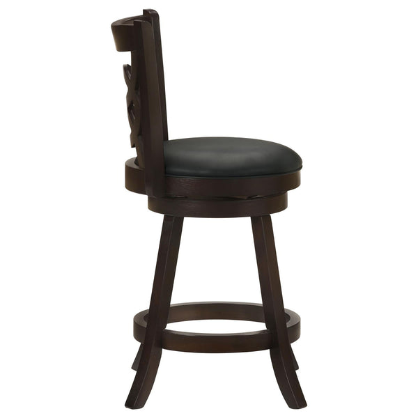 English Elm Cappuccino Counter Height Swivel Stools Set Of 2 - Elegant Black Leatherette With Espresso Finish B062P153488
