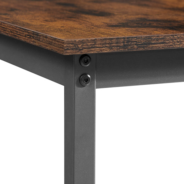 English Elm Bar Table Set Rustic Brown & Black with 2 Industrial Bar Chairs, Space-Saving Stable H-Frame, Waterproof Surface, Adjustable Feet — 23.6"x23.6"x35.4" W1668P143123