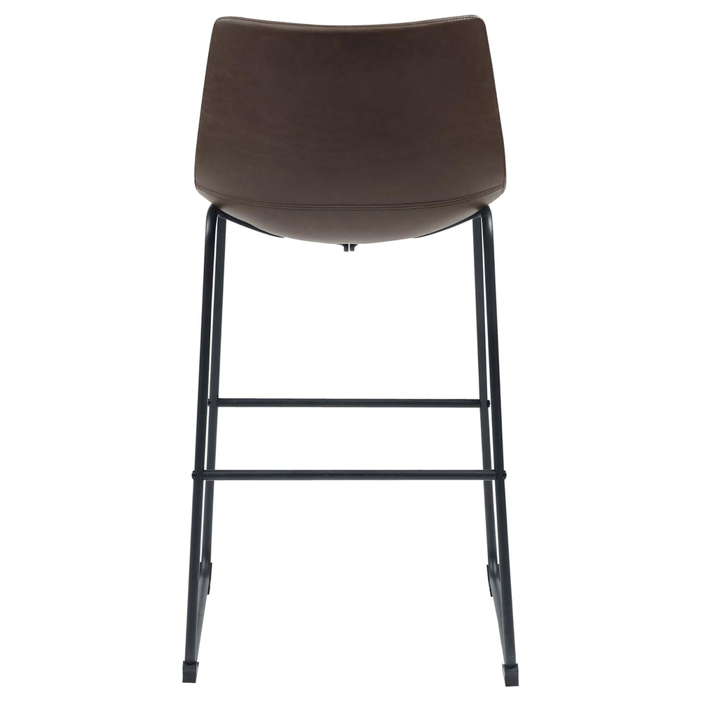 English Elm Brown Two-Tone Armless Bar Stools Set of 2 - Rustic Black Metal Legs, Brown Leatherette Seats, Retro Industrial Flair B062P153515