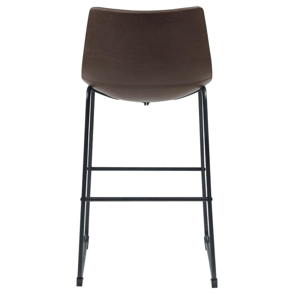 English Elm Brown Two-Tone Armless Bar Stools Set of 2 - Rustic Black Metal Legs, Brown Leatherette Seats, Retro Industrial Flair B062P153515