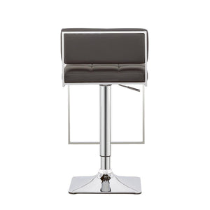 English Elm Grey Adjustable Bar Stool With Chrome Accents - Modern Tufted Faux Leather Comfort For Home Bars B062P153517