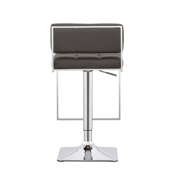 English Elm Grey Adjustable Bar Stool With Chrome Accents - Modern Tufted Faux Leather Comfort For Home Bars B062P153517