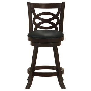 English Elm Cappuccino Counter Height Swivel Stools Set Of 2 - Elegant Black Leatherette With Espresso Finish B062P153488