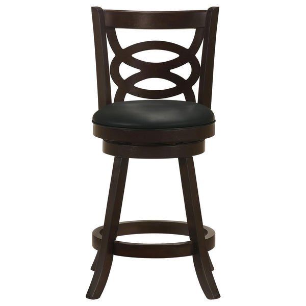 English Elm Cappuccino Counter Height Swivel Stools Set Of 2 - Elegant Black Leatherette With Espresso Finish B062P153488