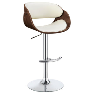 English Elm Ecru Adjustable Bar Stool - Mid-Century Design With Chrome Accents & Walnut Details For Comfort B062P153493