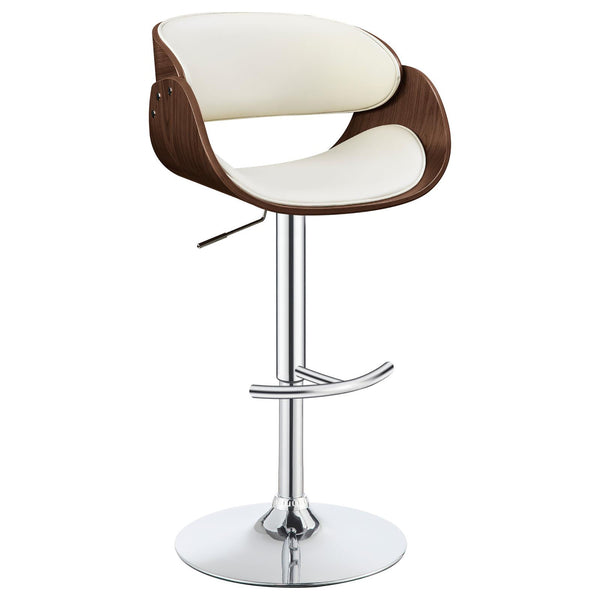English Elm Ecru Adjustable Bar Stool - Mid-Century Design With Chrome Accents & Walnut Details For Comfort B062P153493
