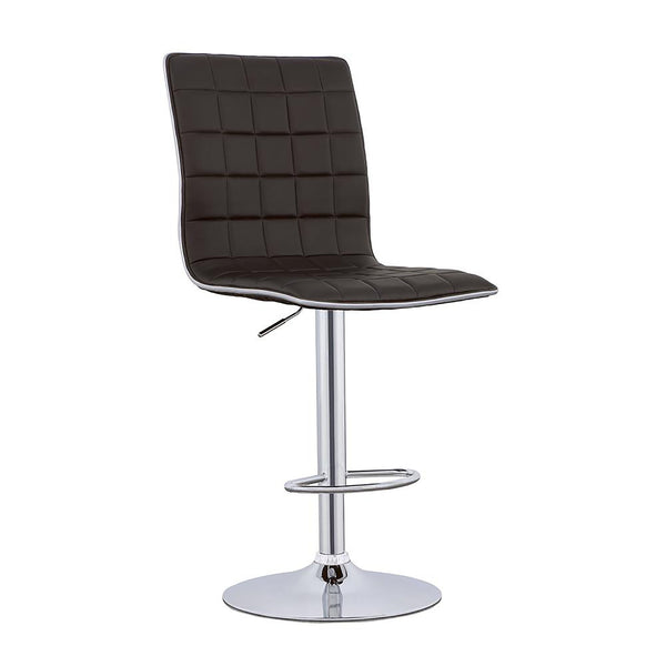 English Elm Waffle Faux Leather Adjustable Bar Stools Set of 2 — Black Waffle Texture, Chrome Base, Ergonomic Comfort B062P153491