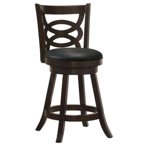 English Elm Cappuccino Counter Height Swivel Stools Set Of 2 - Elegant Black Leatherette With Espresso Finish B062P153488