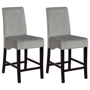 English Elm Dark Dark Grey Upholstered Counter Stools Set of 2 – Contemporary Curved Back Velvet Seats, Black Frame, 41.75" tall B062P153508