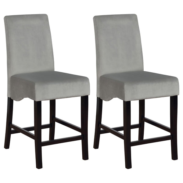 English Elm Dark Dark Grey Upholstered Counter Stools Set of 2 – Contemporary Curved Back Velvet Seats, Black Frame, 41.75" tall B062P153508