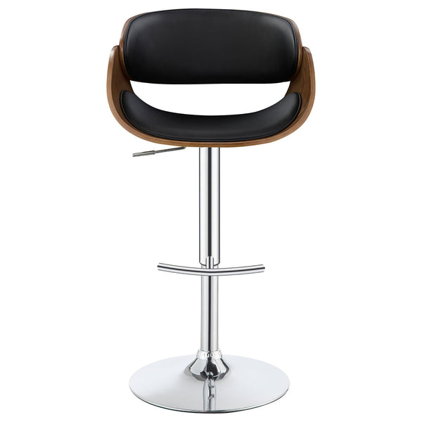 English Elm Black Adjustable Bar Stool With Chrome Accents - Mid-Century Style For Modern Kitchen & Dining Spaces B062P153497