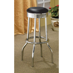 English Elm Black Bar Height Stools Set Of 2 - Vintage Modern Design With Chrome Legs For Stylish Dining & Entertaining B062P153507