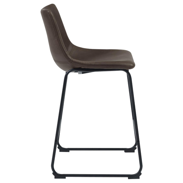 English Elm Brown Two-Tone Armless Counter Height Stools Set of 2 – Rustic Black Metal Legs, Upholstered Seats, Industrial Flair B062P153504