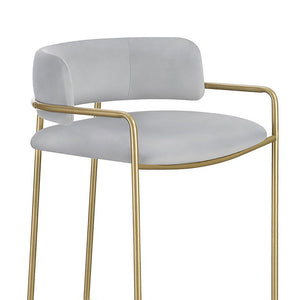 English Elm Grey Velvet Low Back Stool With Gold Finish - Modern Design For Home Bar, Kitchen Island, Or Dining B062P153514