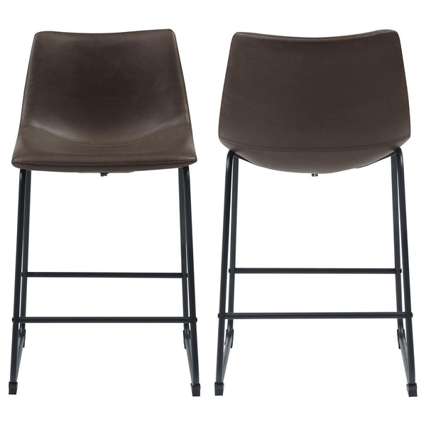 English Elm Brown Two-Tone Armless Counter Height Stools Set of 2 – Rustic Black Metal Legs, Upholstered Seats, Industrial Flair B062P153504