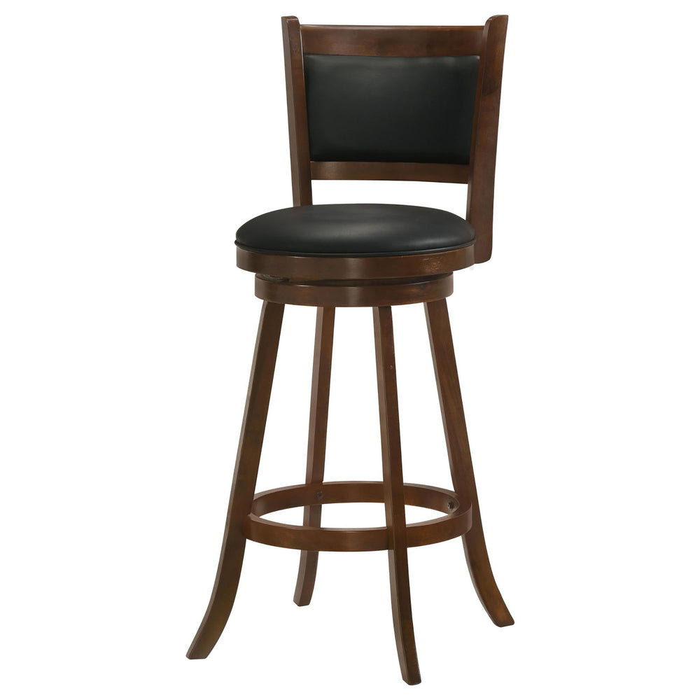 English Elm Chestnut 360° Swivel Stools Set Of 2 - Elegant Black Leatherette & Solid Wood Frame For Home Bars B062P153505