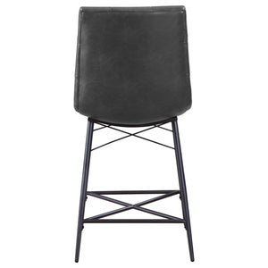 English Elm Grey Tufted Counter Height Stools Set of 2 - Retro Gunmetal Frame, Padded Leatherette Seats, Tufted Back Comfort B062P153526