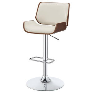 English Elm Ecru Adjustable Bar Stool with Faux Leather Seat, Walnut Wood & Chrome Base, Modern Counter Height Elegance B062P153502