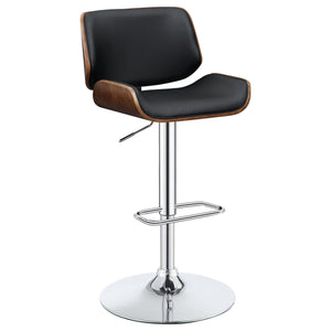 English Elm Black Adjustable Bar Stool With Chrome Base & Faux-Leather Seat - Modern Industrial Style Comfort B062P153495