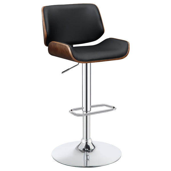 English Elm Black Adjustable Bar Stool With Chrome Base & Faux-Leather Seat - Modern Industrial Style Comfort B062P153495