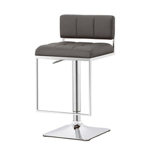 English Elm Grey Adjustable Bar Stool With Chrome Accents - Modern Tufted Faux Leather Comfort For Home Bars B062P153517