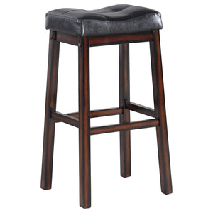 English Elm Black Upholstered Bar Stools Set Of 2 - Stylish, Comfortable Design With Tufted Back And Rubberwood Legs B062P153501