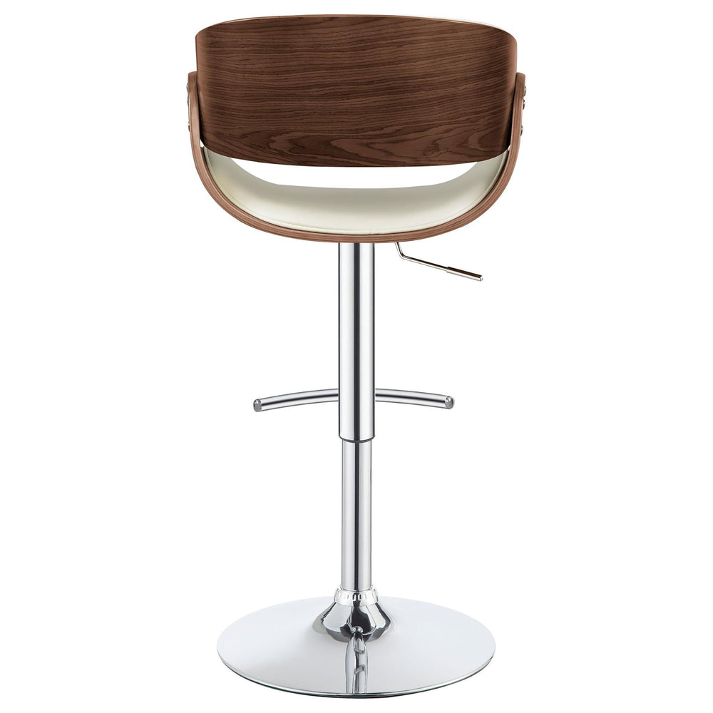 English Elm Ecru Adjustable Bar Stool - Mid-Century Design With Chrome Accents & Walnut Details For Comfort B062P153493
