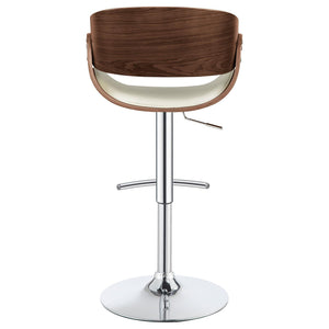English Elm Ecru Adjustable Bar Stool - Mid-Century Design With Chrome Accents & Walnut Details For Comfort B062P153493