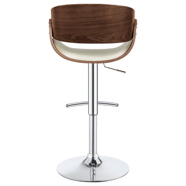 English Elm Ecru Adjustable Bar Stool - Mid-Century Design With Chrome Accents & Walnut Details For Comfort B062P153493