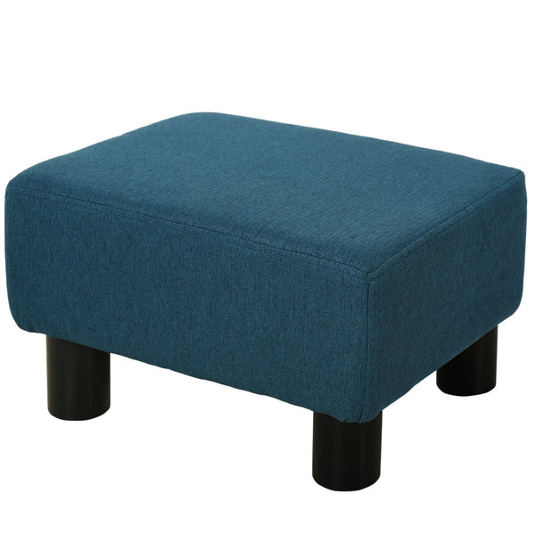 English Elm Ottoman Linen Cube Footrest Blue — Small Padded 24D Sponge Stool, Lightweight Seat & 220lb Capacity W2225P153954