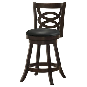 English Elm Cappuccino Counter Height Swivel Stools Set Of 2 - Elegant Black Leatherette With Espresso Finish B062P153488