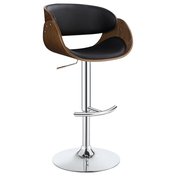 English Elm Black Adjustable Bar Stool With Chrome Accents - Mid-Century Style For Modern Kitchen & Dining Spaces B062P153497