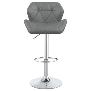 English Elm Chrome Adjustable Bar Stools Set of 2 — Grey Star-Pattern Upholstery, Hydraulic Height Lift, Modern Chrome Base B062P153521