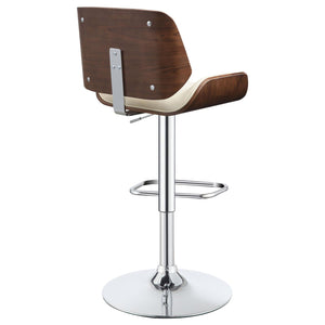 English Elm Ecru Adjustable Bar Stool with Faux Leather Seat, Walnut Wood & Chrome Base, Modern Counter Height Elegance B062P153502
