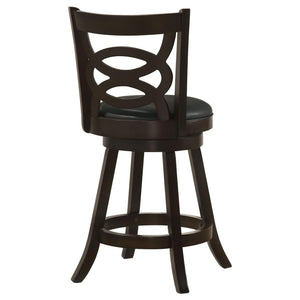 English Elm Cappuccino Counter Height Swivel Stools Set Of 2 - Elegant Black Leatherette With Espresso Finish B062P153488