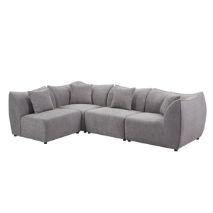 English Elm 145 Inch Modular Sectional Couch 4-Seater Sectional Sofa Convertible Comfy Couches For Living Room Apartment, Office,Grey