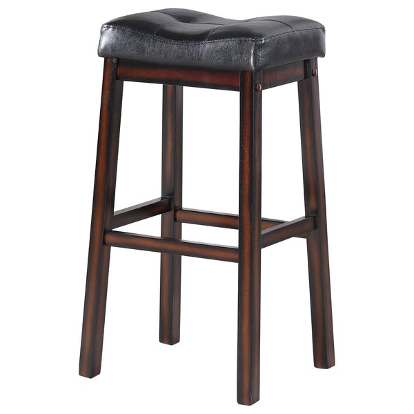 English Elm Black Upholstered Bar Stools Set Of 2 - Stylish, Comfortable Design With Tufted Back And Rubberwood Legs B062P153501