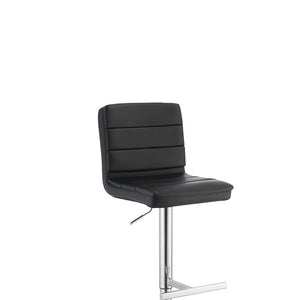 English Elm Black Adjustable Bar Stool Set of 2 — Chrome Base, Black Faux Leather, Height-Adjustable Modern Seats B062P153524