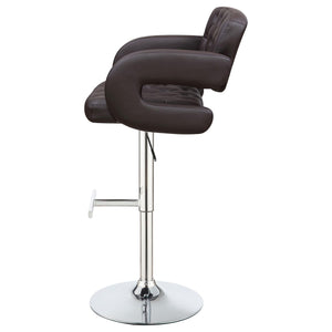 English Elm Brown Tufted Adjustable Bar Stool with Armrests, Chrome Base, Faux Leather Comfort for Entertaining B062P153486
