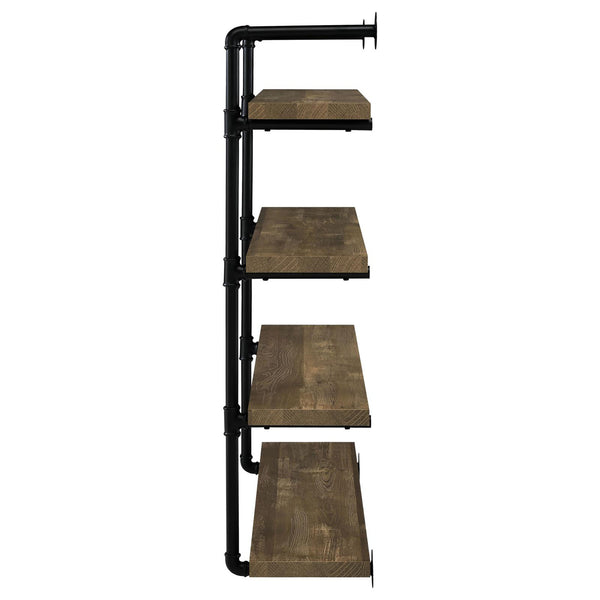 English Elm Black Driftwood Metal 24-Inch Wall Shelf Rustic Industrial Pipe Frame Display for Cabin Decor Photos Books Black+Brown B062P153483