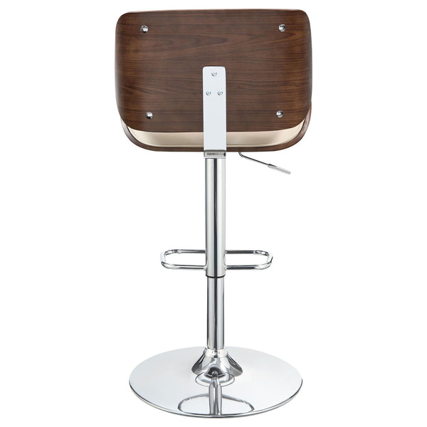 English Elm Ecru Adjustable Bar Stool with Faux Leather Seat, Walnut Wood & Chrome Base, Modern Counter Height Elegance B062P153502