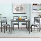 Hearth and Haven Wooden Dining Rectangular Table Set For 4, Kitchen Dining Table For Small Space, Gray W1998S00013 W1998S00013