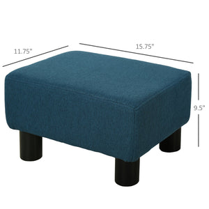 English Elm Ottoman Linen Cube Footrest Blue — Small Padded 24D Sponge Stool, Lightweight Seat & 220lb Capacity W2225P153954