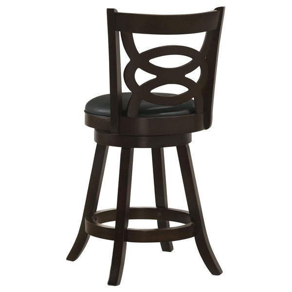 English Elm Cappuccino Counter Height Swivel Stools Set Of 2 - Elegant Black Leatherette With Espresso Finish B062P153488