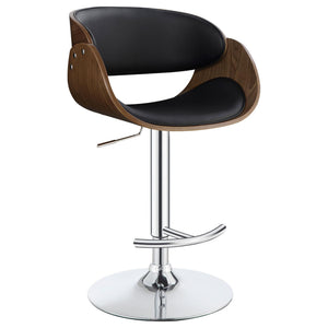 English Elm Black Adjustable Bar Stool With Chrome Accents - Mid-Century Style For Modern Kitchen & Dining Spaces B062P153497