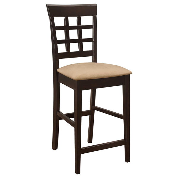 English Elm Beige Cappuccino Upholstered Counter Stools Set of 2 — Solid Wood, Mocha Fabric, Modern Comfort Chair B062P153489