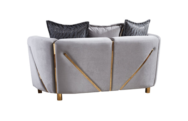 English Elm Thick Chanelle Loveseat with Gold-Finish Solid Wood Frame, Plush Velvet Upholstery for Two, Gray Plush B009P153974